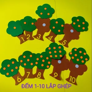 BỘ ĐẾM CÂY 1-5 và 1-10 LẮP GHÉP - Đồ chơi mầm non - Chất liệu Nỉ