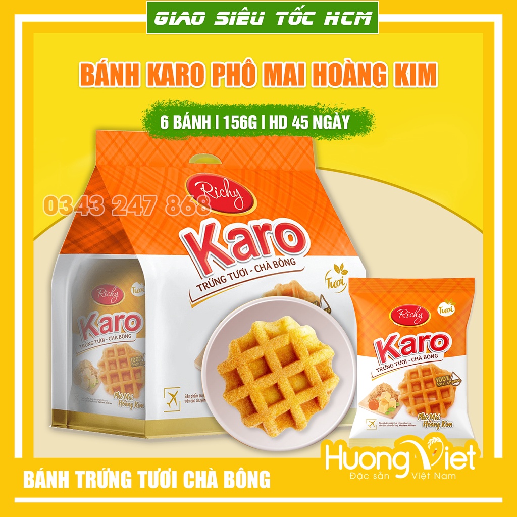 Bánh Karo phô mai hoàng kim, bánh karo trứng tươi chà bông sợi gà túi ...
