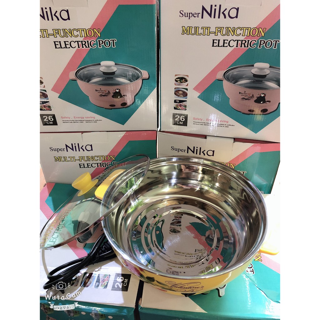 noi lau dien mini 24cm nika 1000w inox 304 bep lau gia dinh 24 cm sieu toc bao hanh 1 nam