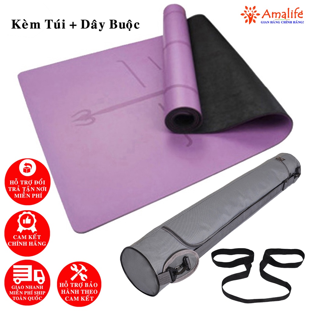 Ảnh Thảm Tập Yoga Gym Định Tuyến Da PU Chọn Màu Cao Cấp Chính Hãng Amalife Kèm Túi Đựng Oxford và Dây Buộc 3