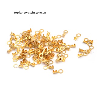 100 Đầu nối dây điện hình tròn 5.2mm bằng đồng thau màu vàng kim