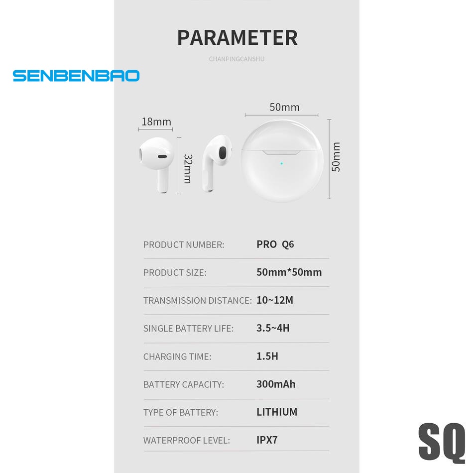 Tai Nghe Bluetooth Không Dây Pro6 TWS Pro 6 Chống Thấm Nước Chất Lượng Cao
