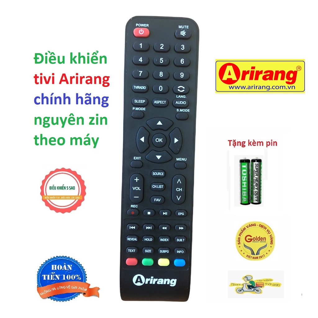 Điều khiển tivi Arirang chính hãng nhà máy sản xuất chất lượng nguyên zin theo máy - Tặng kèm pin chính hãng