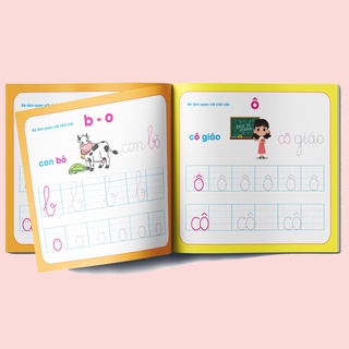 Sách 4 cuốn Sách tự xóa: Chữ cái - Nét bút - Chữ số - Hình khối & Màu sắc (tặng kèm bút)
