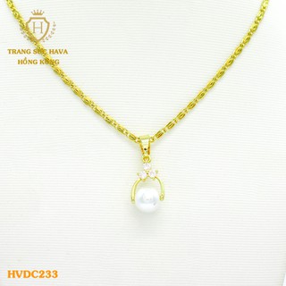 Dây Chuyền, Vòng Cổ Nữ Mặt Đính Đá, Titan Xi Mạ Vàng Non 24k Cao Cấp - Trang Sức Hava Hong Kong,,