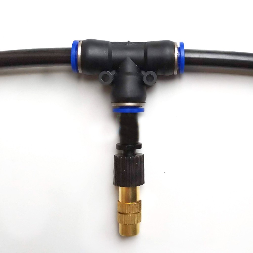 Béc Phun Sương Tưới Lan, Làm Mát- Béc Đồng 1 Hướng Kèm Tê Nối Ống 8mm hoặc Van Điều Áp