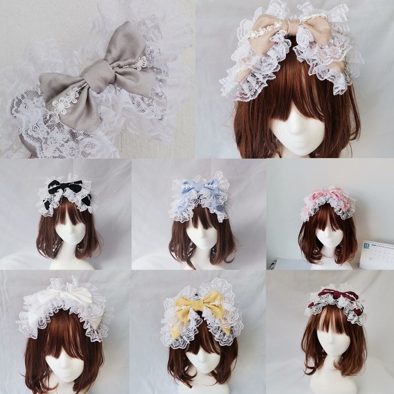 Wellb Victoria Retro Ren Đầu Ngọt Hai Lớp Tóc Lớn Vòng Anime Gothic Người Giúp Việc Đảng Cosplay Mũ Đội Đầu