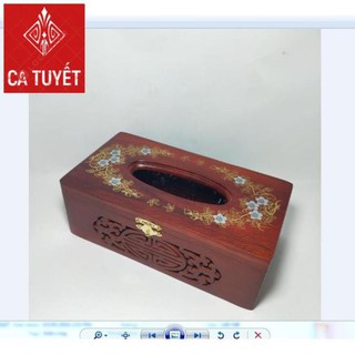 HỘP ĐỰNG GIẤY ĂN BẰNG GỖ HƯƠNG HOA VĂN PHONG THỦY LOẠI ĐẸP - ẢNH THẬT