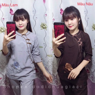 Đồ Lam Đi Chùa # Hai Viền Nhỏ # Đồ Bộ Nữ # Quần Áo