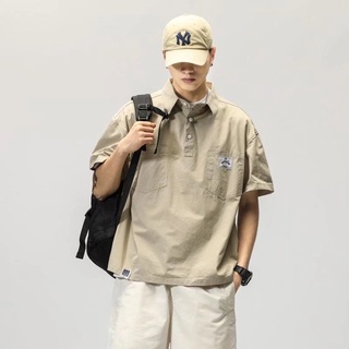 Áo polo tổng thể Áo sơ mi ngắn tay Nam Mỹ Retro Hợp thời trang Áo thun dáng rộng phong cách Nhật Bản Dạo phố Áo sơ mi