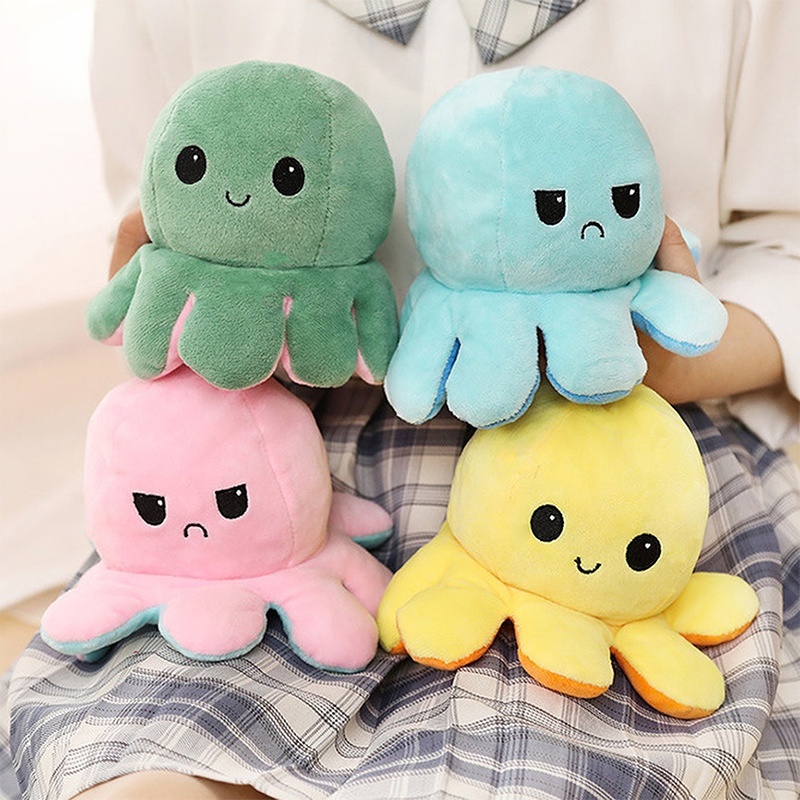 Búp bê bạch tuộc có thể đảo ngược Búp bê lật hai mặt Bạch tuộc Đồ chơi sang trọng Marine Life Doll Quà tặng trẻ em