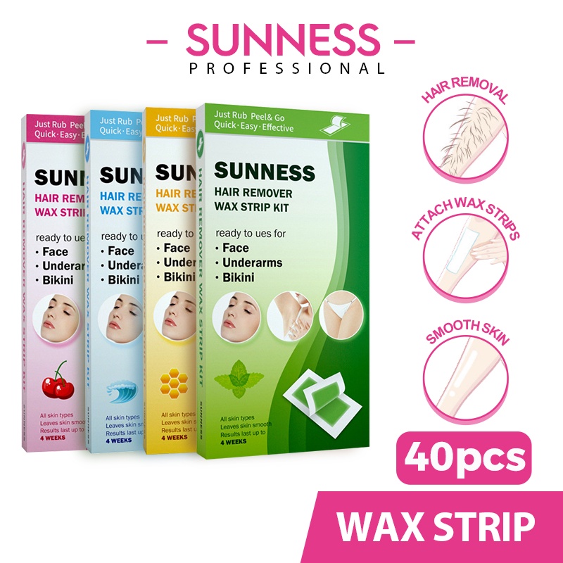 Ảnh Set 40 miếng sáp dán tẩy lông SUNNESS hai mặt tự nhiên cỡ lớn 9x18 100G 1