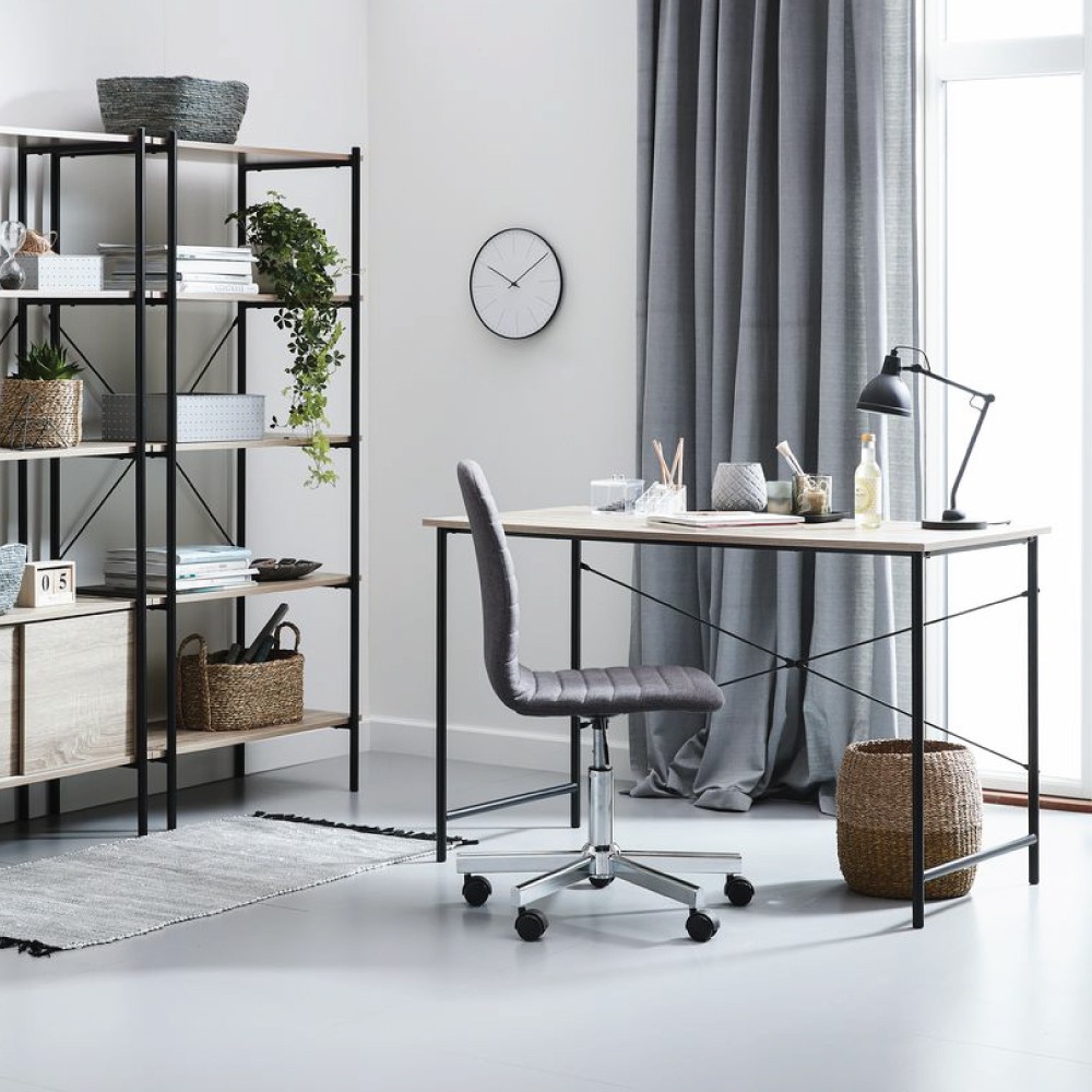 Ảnh Bàn làm việc | JYSK Vandborg | gỗ công nghiệp khung kim loại xám/đen | 120x75x60cm 2