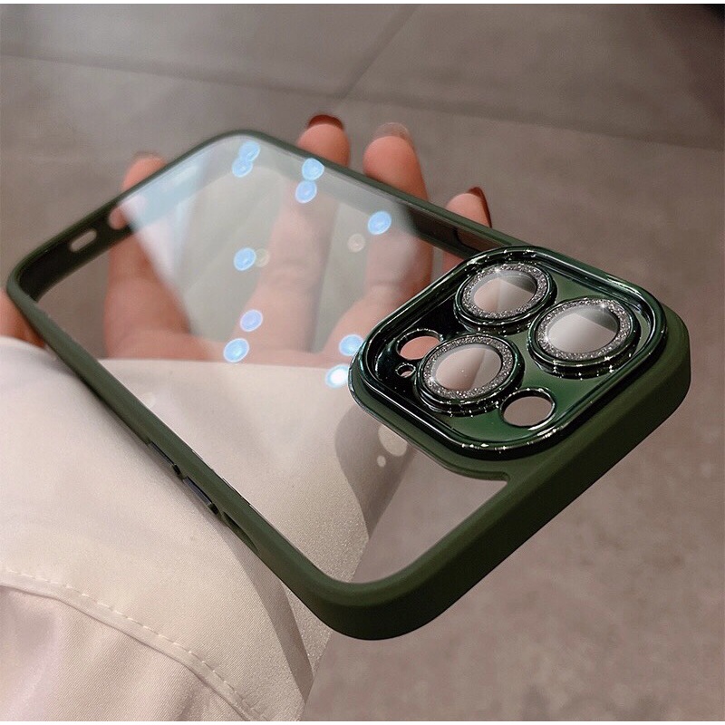 Ốp MEIRUYI cao cấp lưng trong cứng viền màu bảo vệ camera nhũ lấp lánh cho ip 13/13pro/13promax
