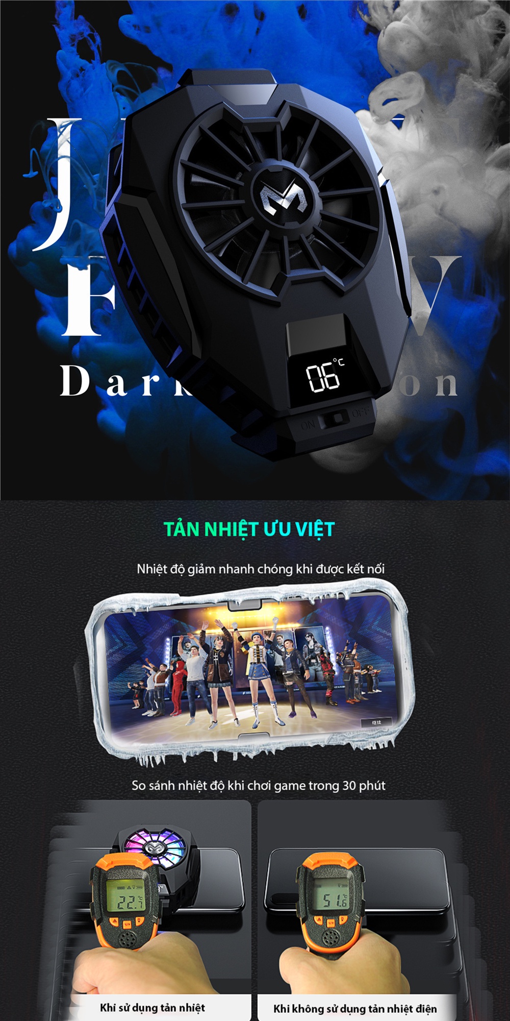 Quạt tản nhiệt điện thoại sò lạnh Memo DL05