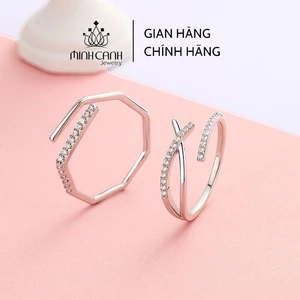 Combo 2 Nhẫn Bạc Nữ Freesize Dáng Hở - Minh Canh Jewelry