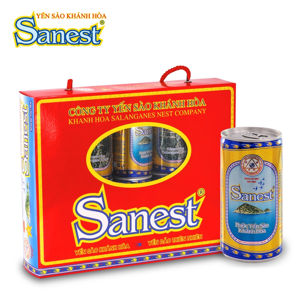 HỘP 10 LON NƯỚC YẾN SÀO KHÁNH HOÀ BIRD’S NEST DRINK SANEST 190ML