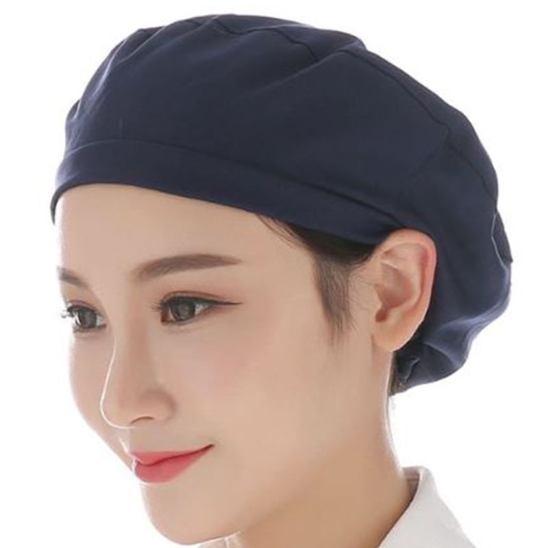 Unisex Dustproof Breathable Kitchen Chef Hat Elastic Factory Work Cap Hair Cover