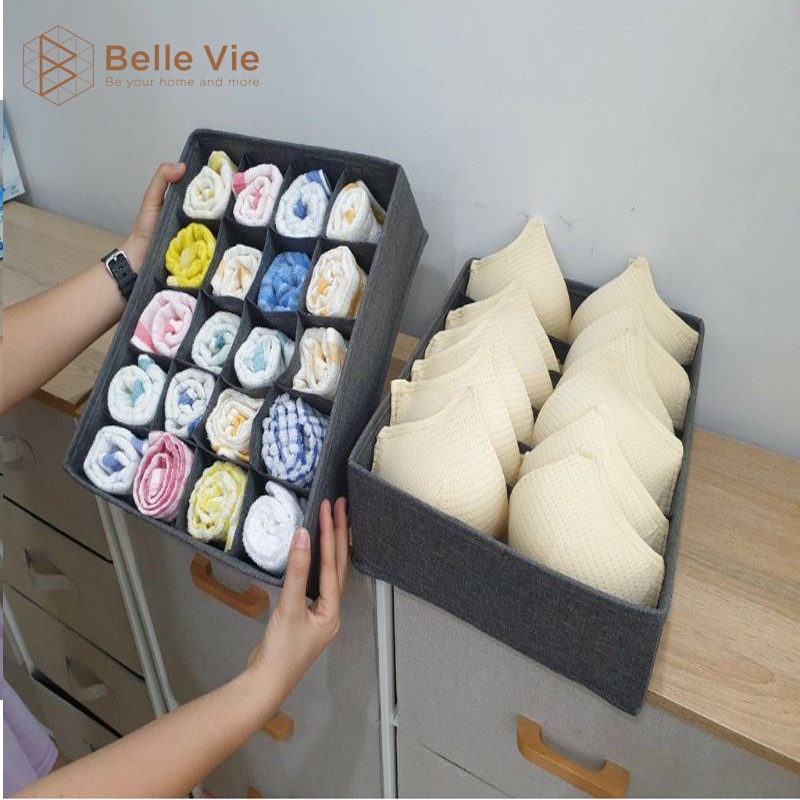 Set 3 Hộp Vải Đựng Đồ Lót BELLEVIE Hộp Đựng Đồ Nhiều Ngăn Đựng Tất Vớ, Đồ Lót Đựng Đồ Đa Năng Gấp Gọn Tiện Lợi | BigBuy360 - bigbuy360.vn