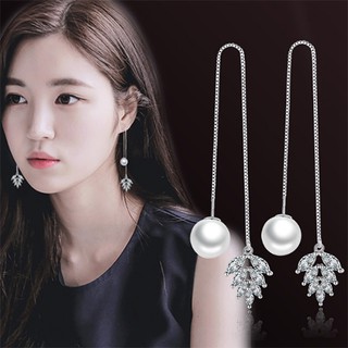 Bông tai dài ngọc nhân tạo chiếc lá BHBT163