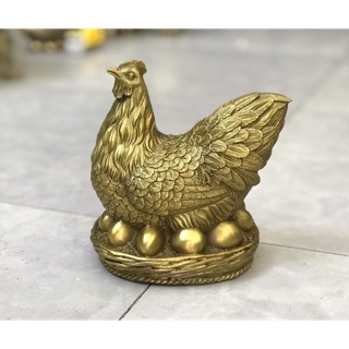 Gà Mái Ấp Trứng Vàng bằng đồng Vật Phẩm Phong Thủy  Lộc trưng bày quà tặng trang trí