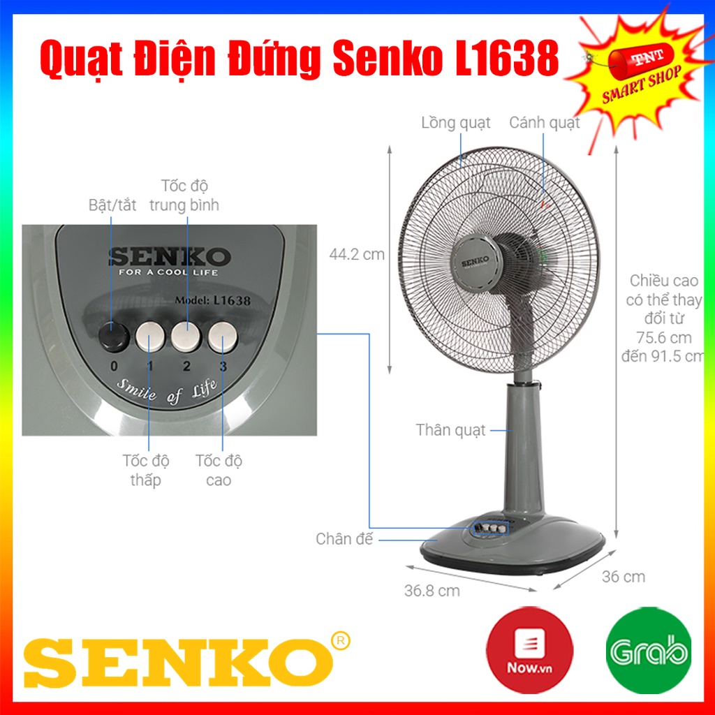 Quạt cây Senko quạt lỡ LTS1636 - Quạt Điện Đứng Senko L1638 - QUẠT ...