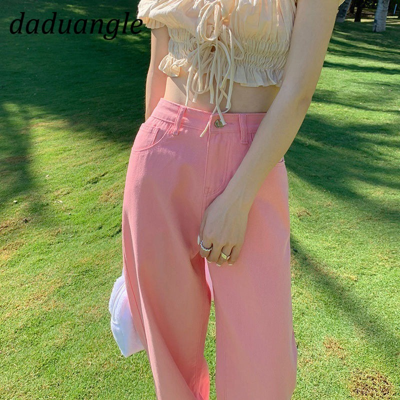 Ảnh Quần jeans Daduhey lưng cao ống rộng size lớn tùy chọn màu thời trang cho nữ 2