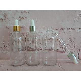 Chai Tinh Dầu 100ml Nắp Bóp Giọt Thủy Tinh Khoen Vàng hoặc Bạc Thân Nhiều Màu