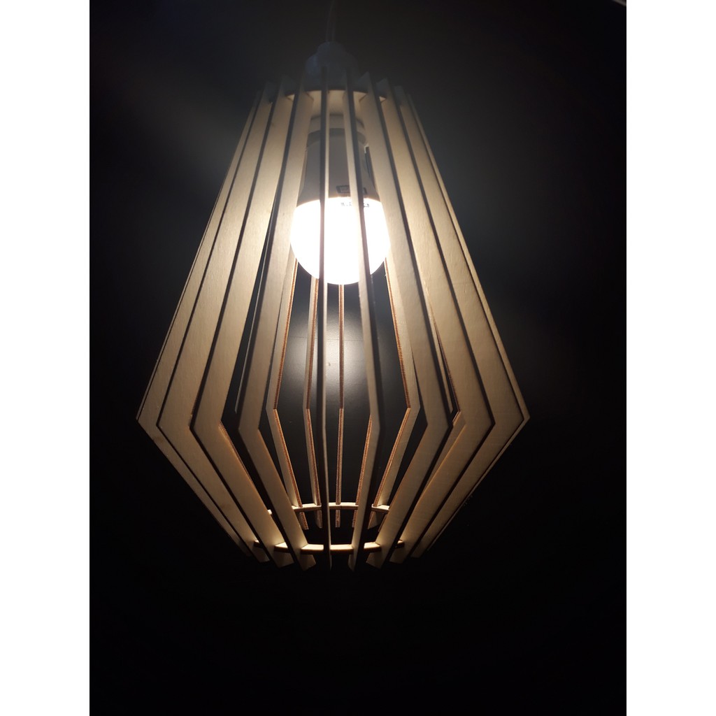 Đèn Gỗ DIY 058 thả trần trang trí
