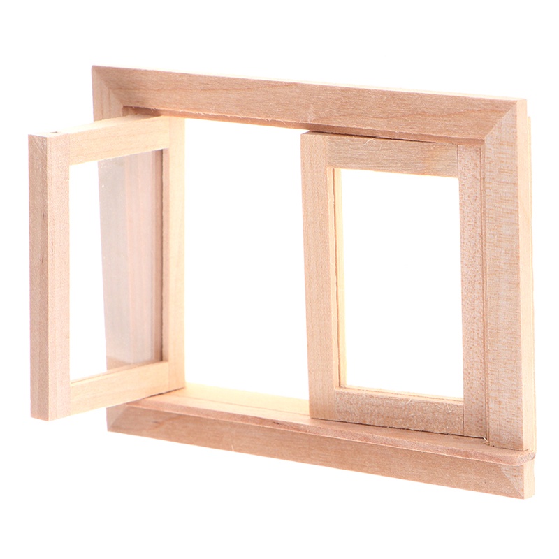Bộ 2 Khung Cửa Sổ Bằng Gỗ Tỉ Lệ 1 / 12 Trang Trí Nhà Búp Bê