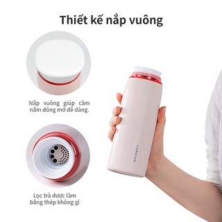 Bình giữ nhiệt LocknLock Feather Light Ring 460ml LHC4244 , có khay lọc trà, cầm nhẹ tay - K-MALL