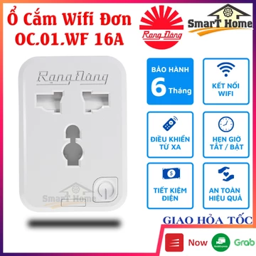 Ổ Cắm Điện Thông Minh Wifi Rạng Đông OC.01.WF 16A - Ổ Cắm Wifi Rạng Đông 16a Công Suất 3000W Chính Hãng