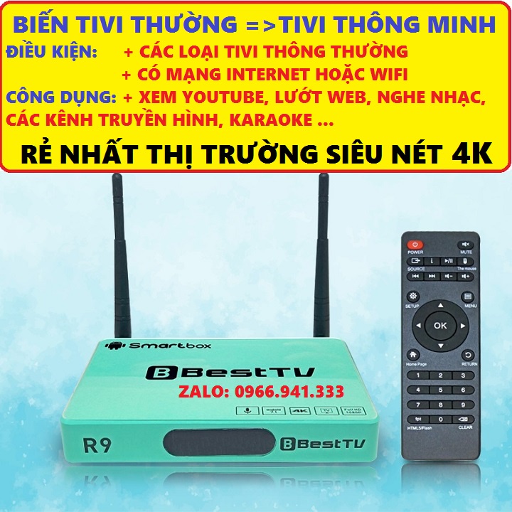 Box tivi/tv box R9 siêu nét 4k kết nối wifi giao diện tiếng việt ...