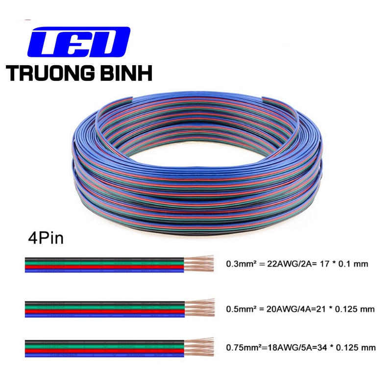 DÂY ĐIỆN 4 LÕI MẠ THIẾC SM4PIN DÀNH CHO LED RGB 7 MÀU VÀ LED FULL MÀU ...