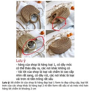 Túi cói đi biển bán nguyệt xách tay Vintage nhỏ