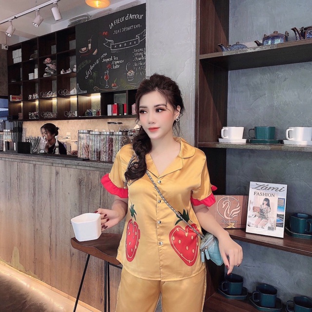 Bộ Pizama mặc ngủ mặc nhà hình trái dâu zami- Y99