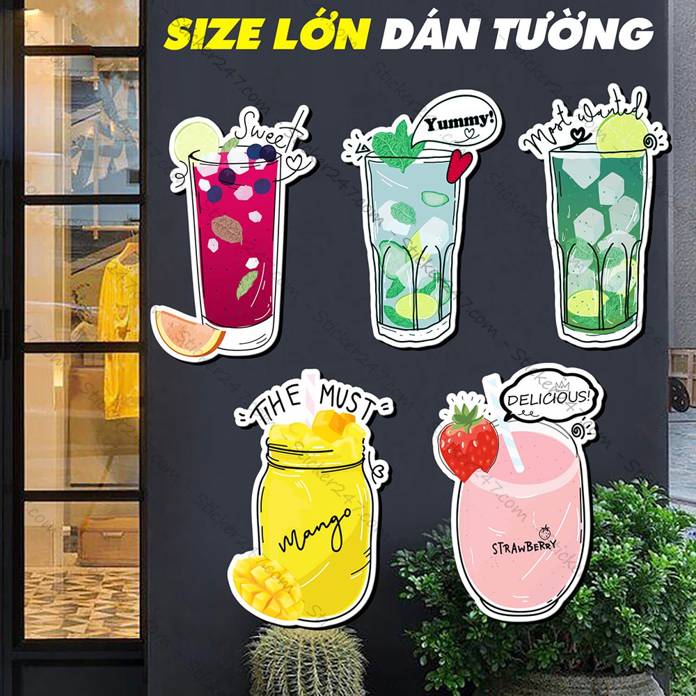 Sticker hình dán ly nước ???????????????????????????????????? decal trang trí decor ...