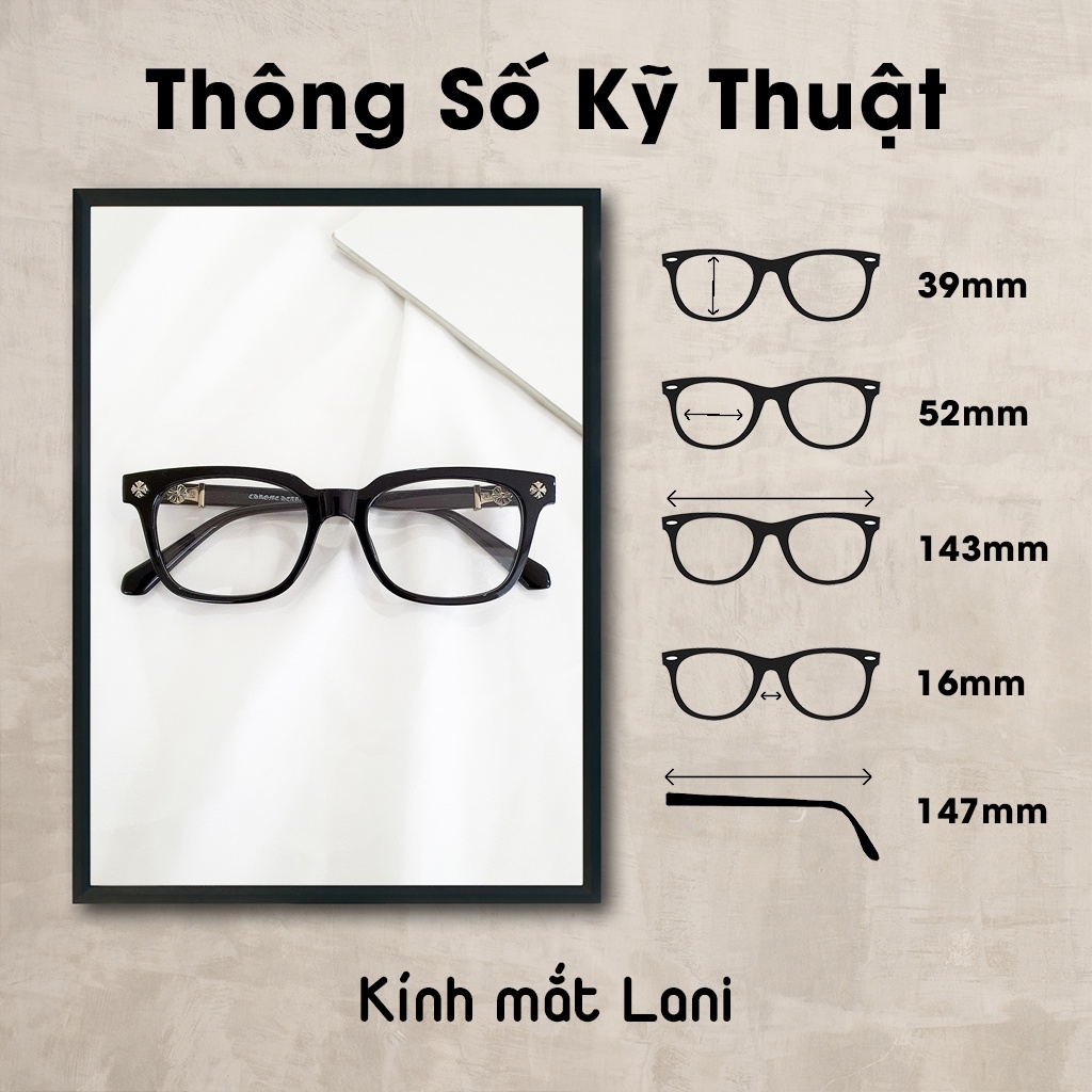 Ảnh Gọng kính cận dáng vuông cá tính LANI 30163 - Lắp mắt cận theo yêu cầu 1