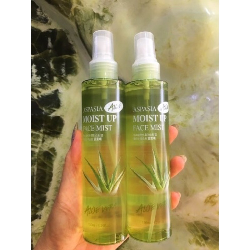 Xịt khoáng giữ nền, dưỡng ẩm Aspasia Moisture Face Mix 150ml, chiết xuất nha đam