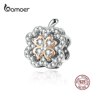 Bamoer Mặt Vòng cổ Hình Cỏ Bốn Lá May Mắn Màu Bạc/Vàng/Xanh Lá/Bạc 925