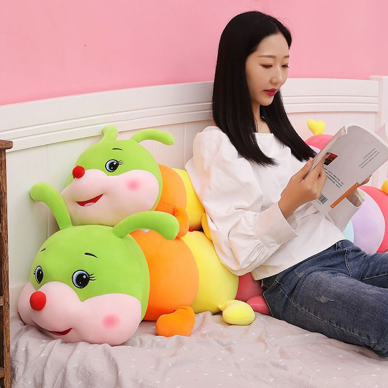 Gối ôm nhồi bông hình con sâu nhiều màu sắc xinh xắn