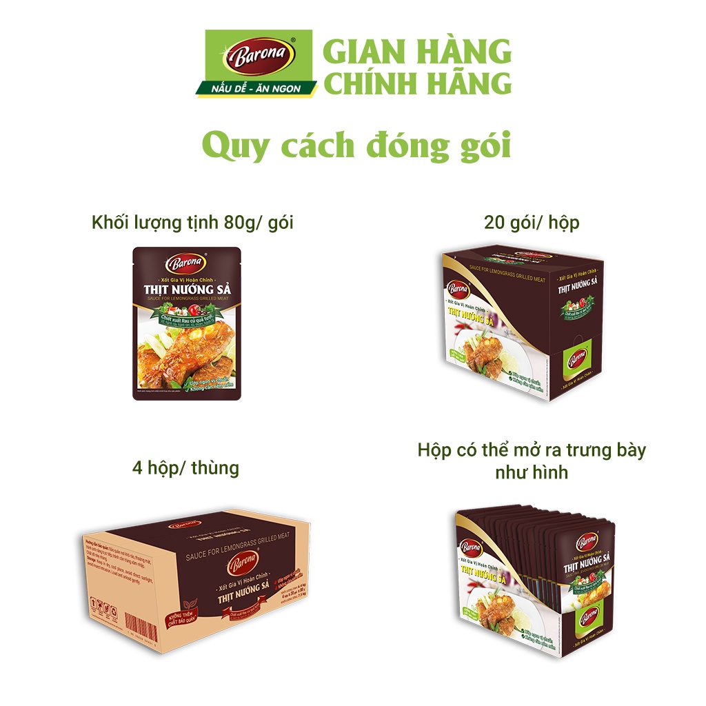 Ảnh Gia Vị Thịt Nướng Sả Barona 80g ướp ngon chuẩn vị không cần nêm nếm 4