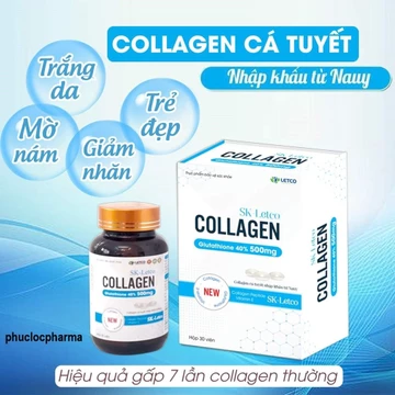 Viên uống trắng da, mờ nám Collagen + Glutathion. Hộp 30 viên (colagen, glutathion)