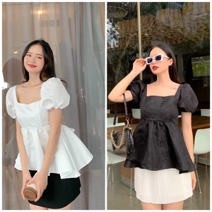 ÁO BABY DOLL NƠ LƯNG 2 MÀU TRẮNG ĐEN KRISTY DOLL TOP