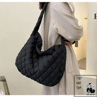 Túi Tote Đeo Chéo Vải Phao Chần Bông Cỡ Lớn Thời Trang Hàn Quốc_TVT