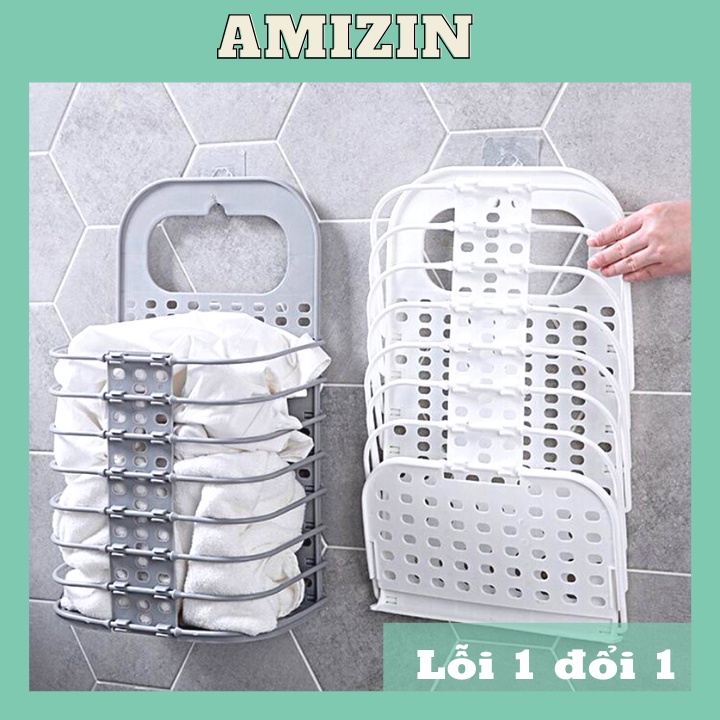 Giỏ để đồ đa năng gấp gọn AMIZIN Túi đựng đồ treo tường bằng thép treo máy giặt gọn gàng tiện lợi