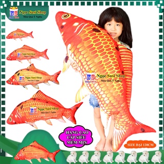 THÚ NHỒI BÔNG CON CÁ CHÉP 3D SIÊU TO KHỔNG LỒ SIZE ĐẠI DÀI 1M2 - GẤU BÔNG HÌNH CON CÁ CHÉP