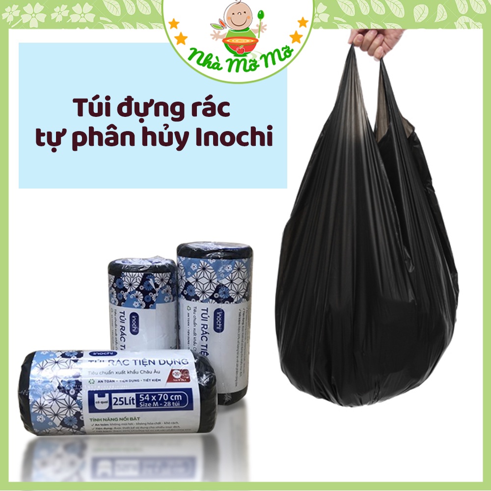 Túi đựng rác tự phân hủy sinh học Inochi Có Quai 10L 25L 50L cho thùng ...