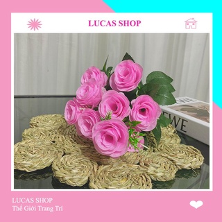 Hoa Giả- Cụm Hoa Hồng Tuyết 12 Nhánh Decor Nhà Cửa, văn Phòng Siêu Xinh