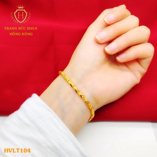 Lắc Tay, Vòng Tay Nữ Trơn Xi Mạ Vàng Non Cao Cấp - Trang Sức Hava Hong Kong - HVLT19